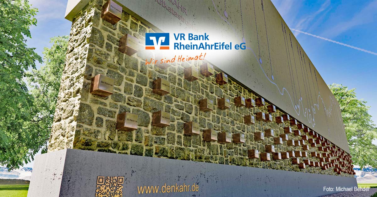 Ein Denkmal für die Flutopfer des Ahrtals entsteht: DenkAHR e.V. ruft mit der VR Bank RheinAhrEifel zum Mitmachen auf. Jede Spende zählt.
