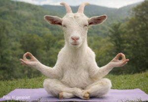Entspannung mit Überraschungseffekt in Bad Bodendorf:Was passiert, wenn eine Ziege plötzlich Teil deiner Yoga-Übung wird...
