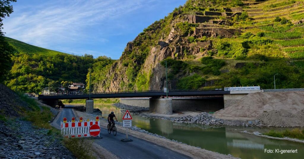 Radweg-Ärger an der Ahr! Sperren aufgebrochen, Baustelle missachtet.