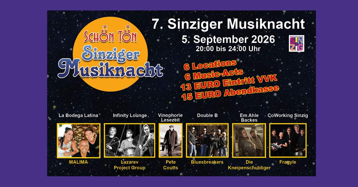 Sechs Locations, ein Ticket und eine Nacht voller Livemusik!