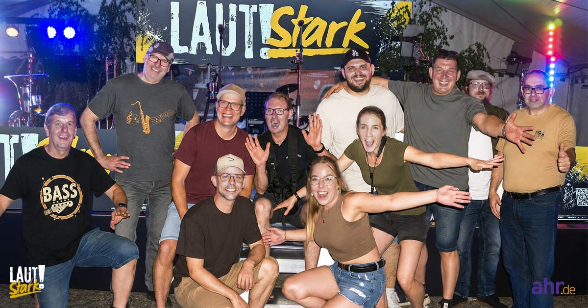 30 Jahre Erfahrung, neuer Name & geballte Party-Power: Wie die Eifeler Liveband „Laut!Stark“ mit Bläsern, Rock & Charts jedes Event zum Kochen bringt.