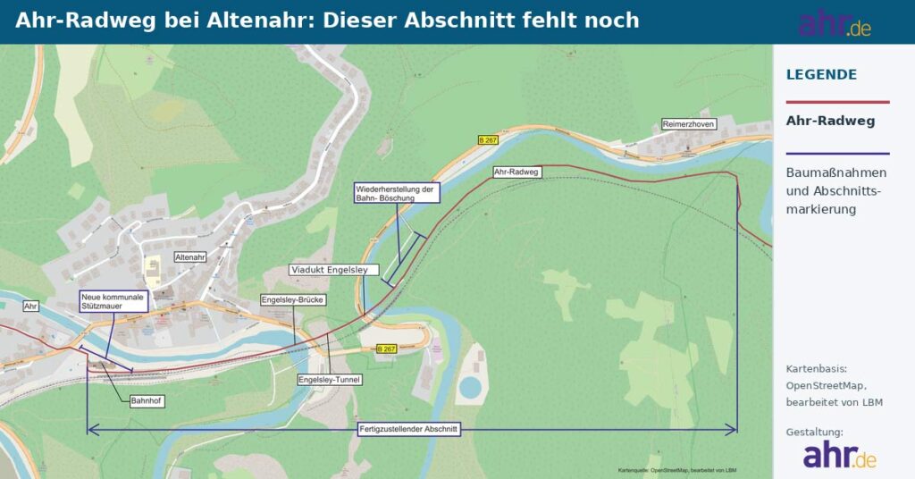 Der Ahr-Radweg bei Altenahr wird später fertig als geplant. Zwei angrenzende Baustellen verhindern die Freigabe.